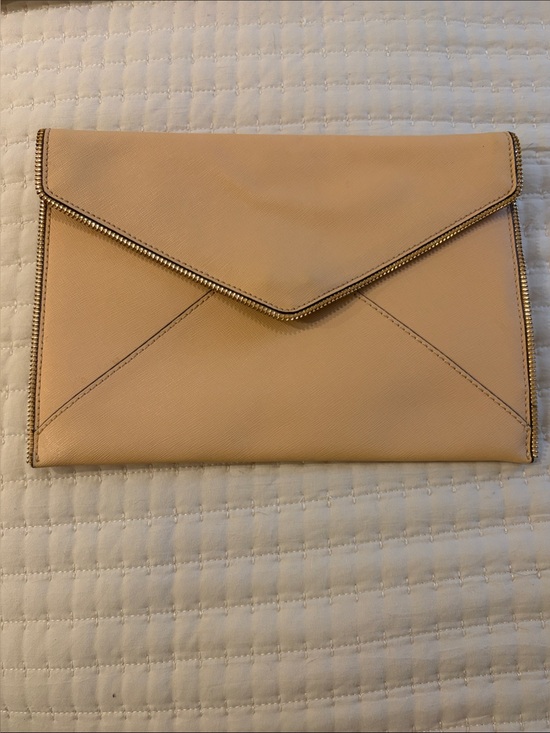 Rebecca Minkoff Handbags - Rebecca Minkoff Leo Envelope Clutch Bag In Tan Leather Zipper Detailing